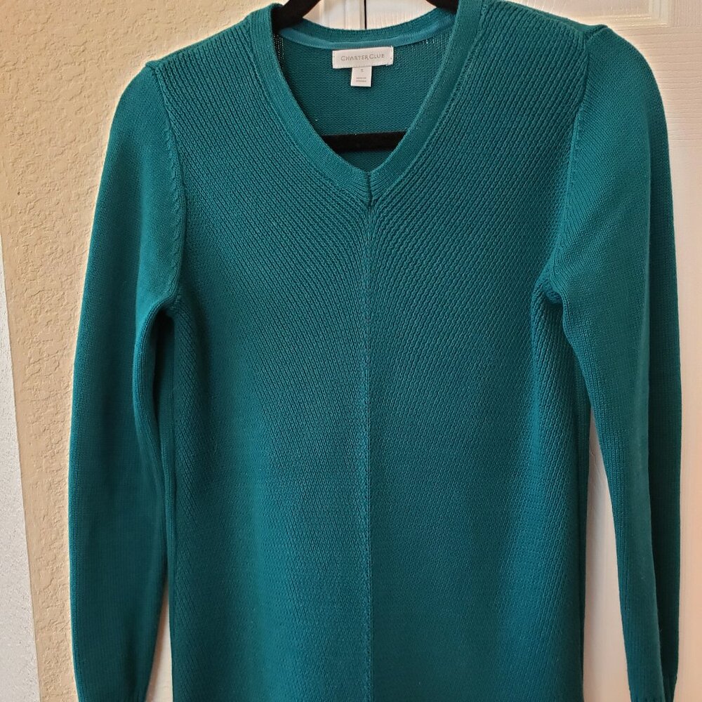 Dark green V-neck tunic sweater - Size S